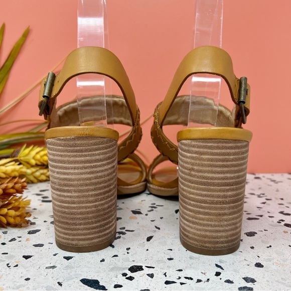 Madewell The Angie Double Strap Tan Block Women’s Leather Heeled Sandals Sz 7.5 - Picture 9 of 9